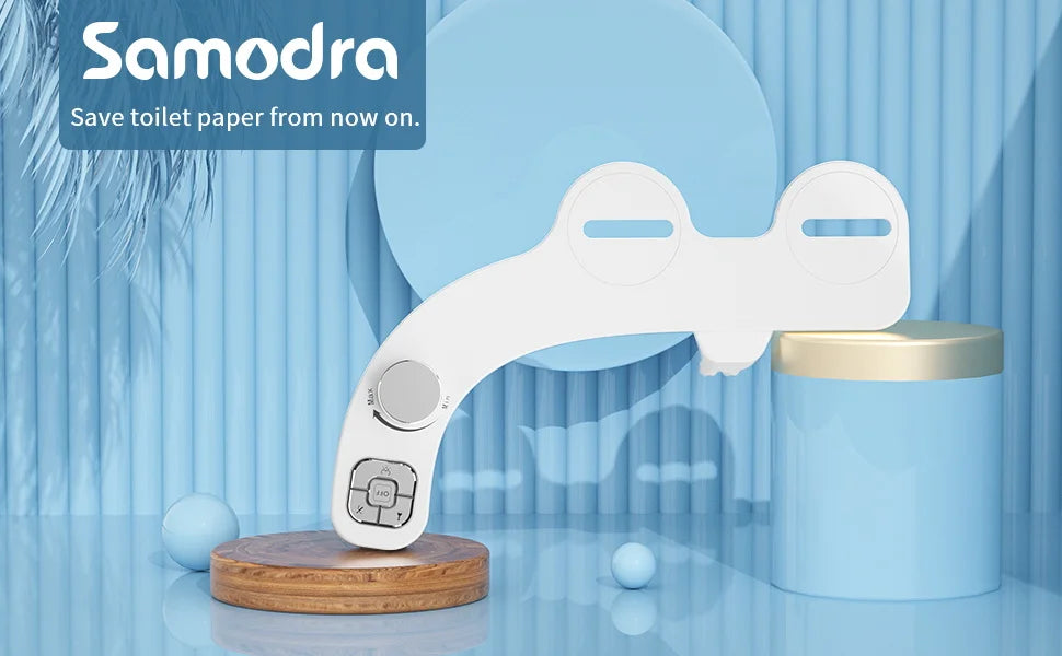 Button Bidet - Non-Electric Self  Cleaning Dual Nozzle (Frontal and Rear Wash) Fresh Water Bidet Toilet Seat Attachment