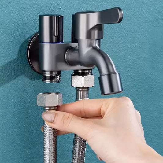 Three way stainless steel angle valve - easy to install, suitable for bathroom, washing machine