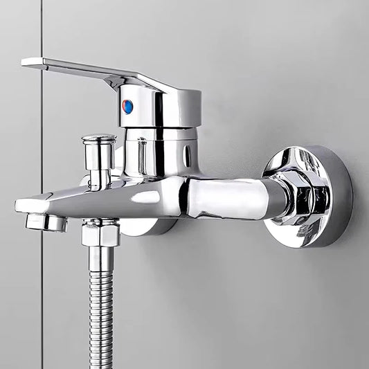 Zinc Alloy Basin Faucets Chrome Wall Mounted Hot Cold Water Dual Spout Mixer Tap
