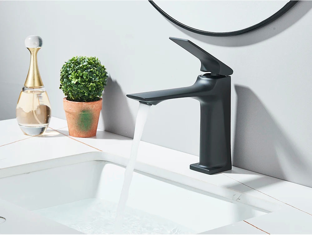 Black Bathroom Faucet Deck Mounted Bathroom Sink Mixer Tap Single Lever Faucets Chrome/White/Grey/Brushed Gold