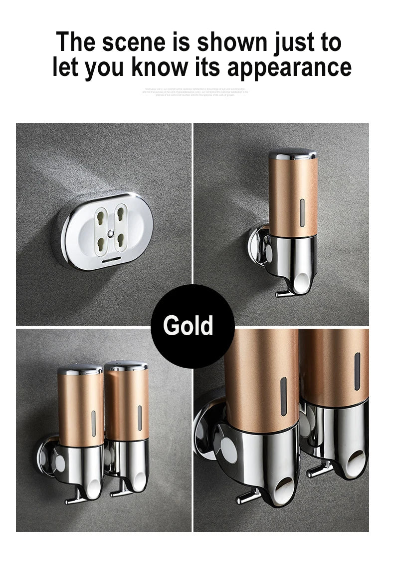 500ML Shampoo Soap Liquid Dispenser Single/Double/Triple Wall Mounted Square Manual Shower Shampoo Liquid Dispenser