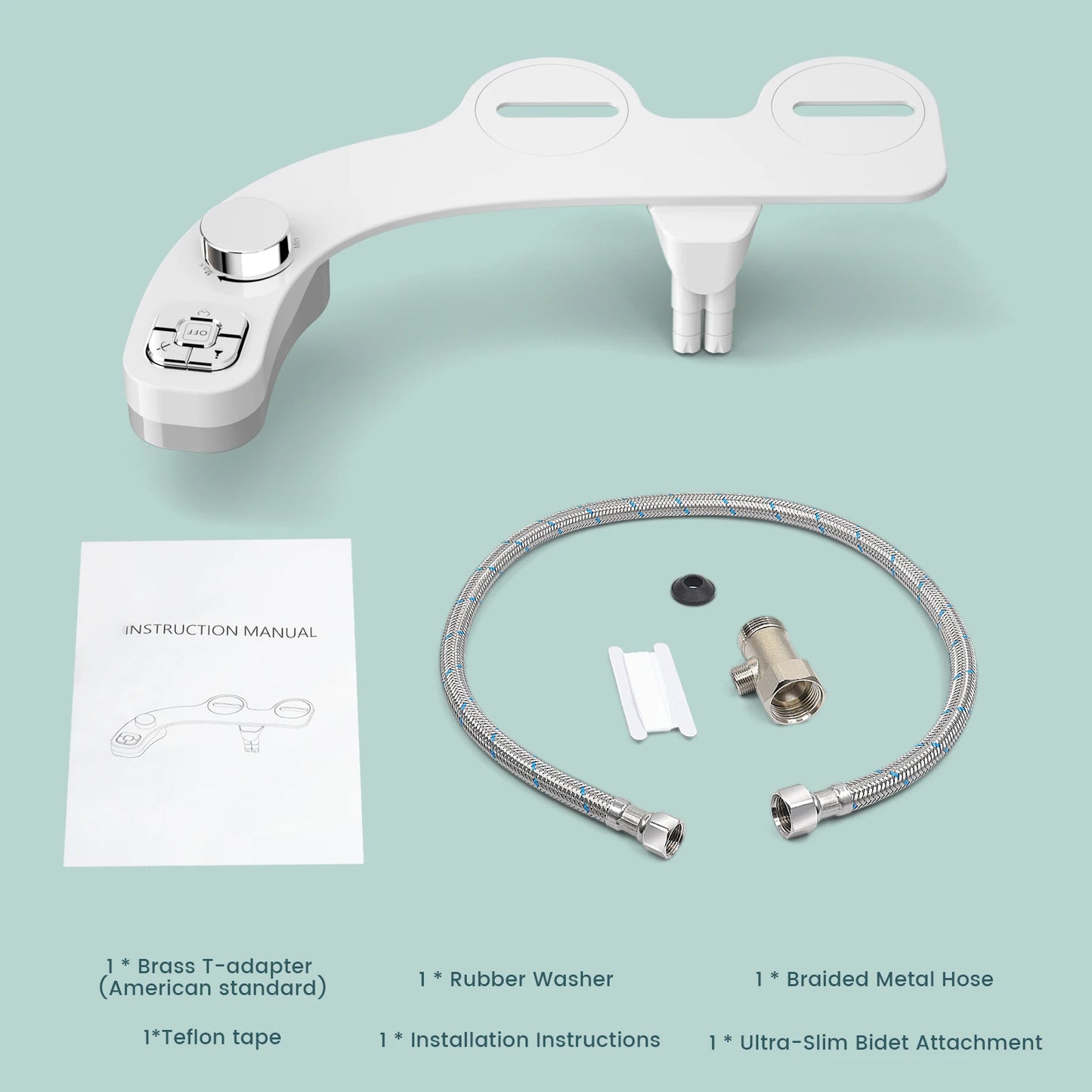 Button Bidet - Non-Electric Self  Cleaning Dual Nozzle (Frontal and Rear Wash) Fresh Water Bidet Toilet Seat Attachment