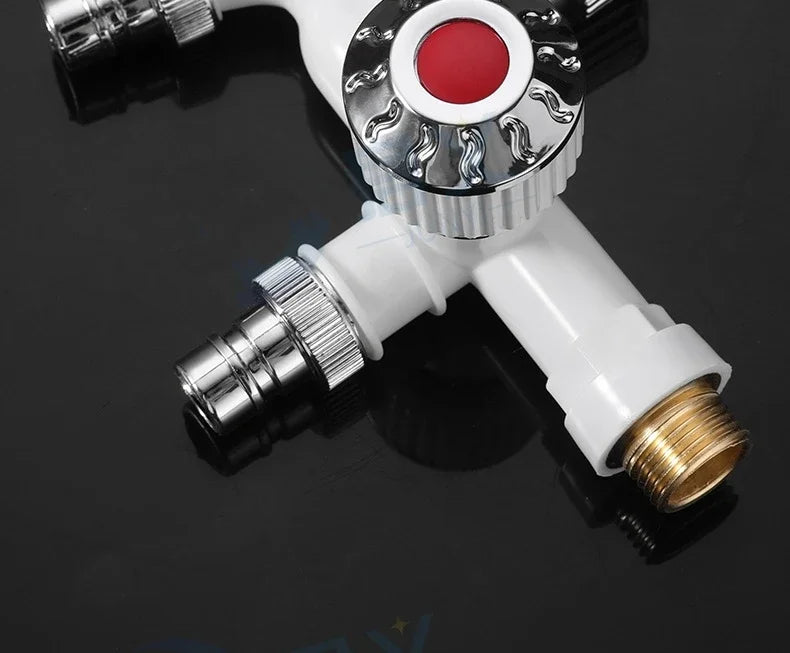 Faucet Double Outlet Dual Control Water Tap  Plastic Connector 1/2" Universal Interface