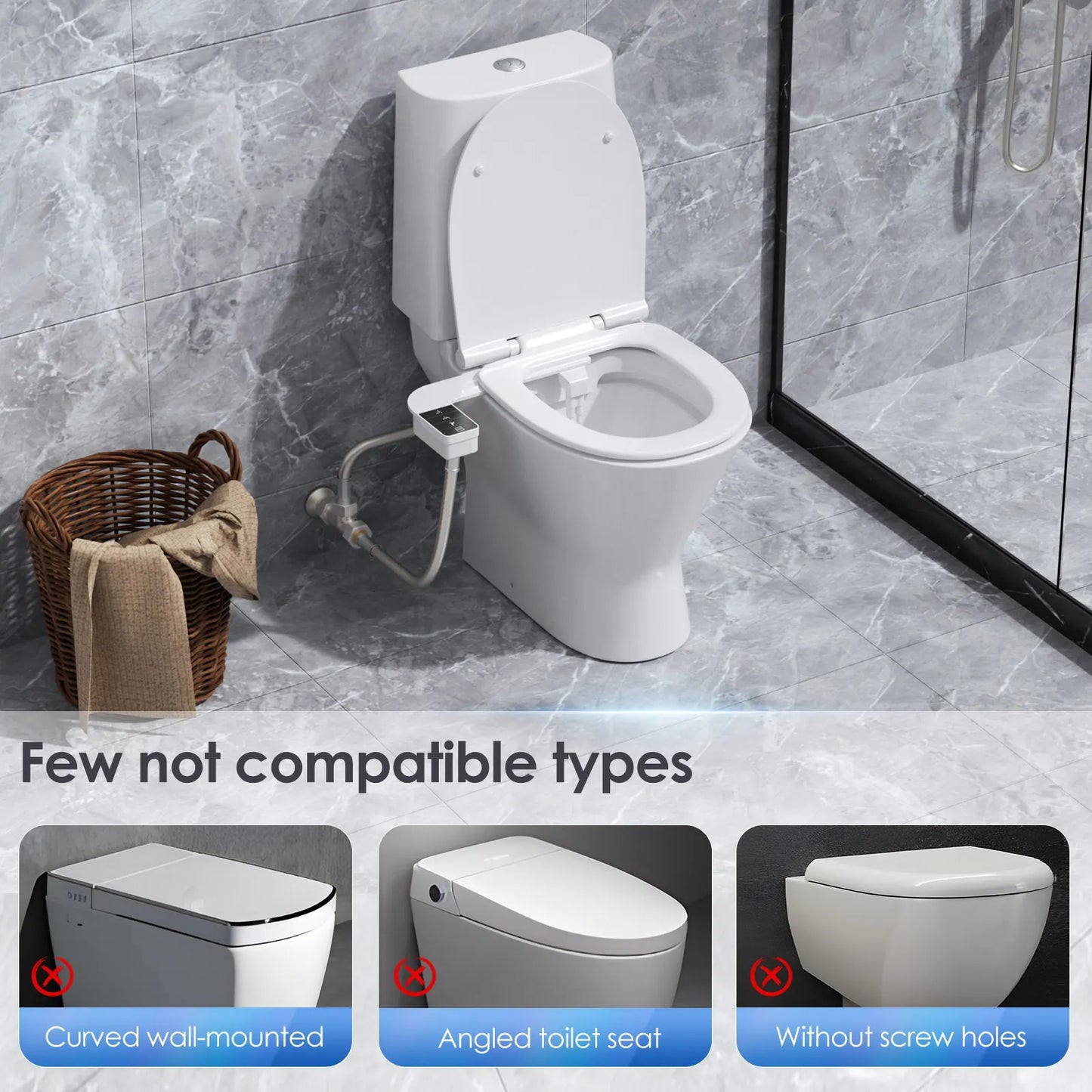 Bidet Attachment for Toilet Seat Self Cleaning Attachment Non-Electric Dual Nozzle Bidet Adjustable Water Pressure