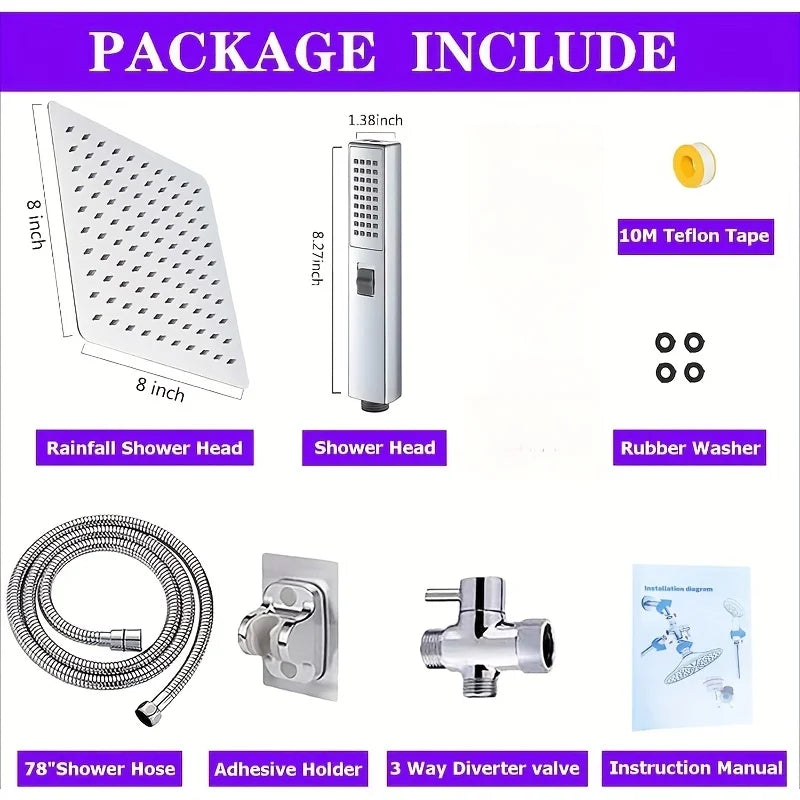12 Inch Quality Set Rain Shower Head / Handheld Water Saving Shower ,Three Mode Booster Shower Combination