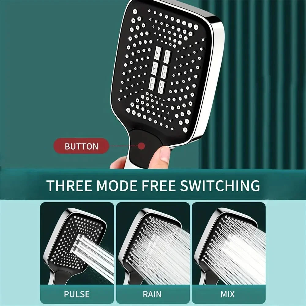 Adjustable Shower Head 3 Mode Rainfall Shower Large Flow Showerhead High Pressure