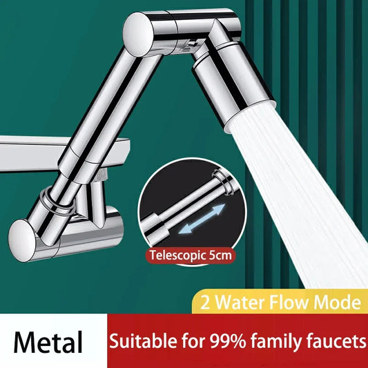 Retractable Universal 1440 °Swivel Robotic Arm Swivel Extension Faucet  2 Water Flow Mode