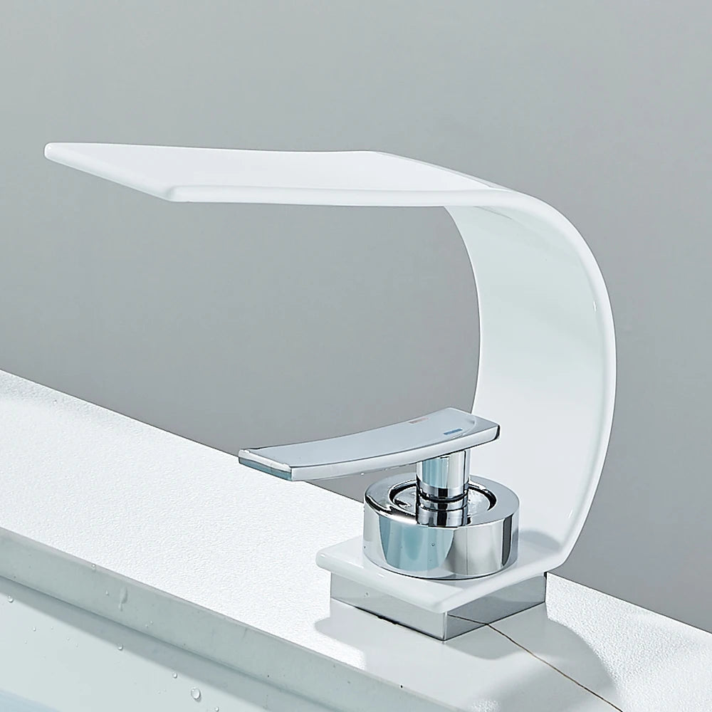Waterfall Bathroom Sink Faucet Single Handle Basin Faucet Hot Cold Water Mixer
