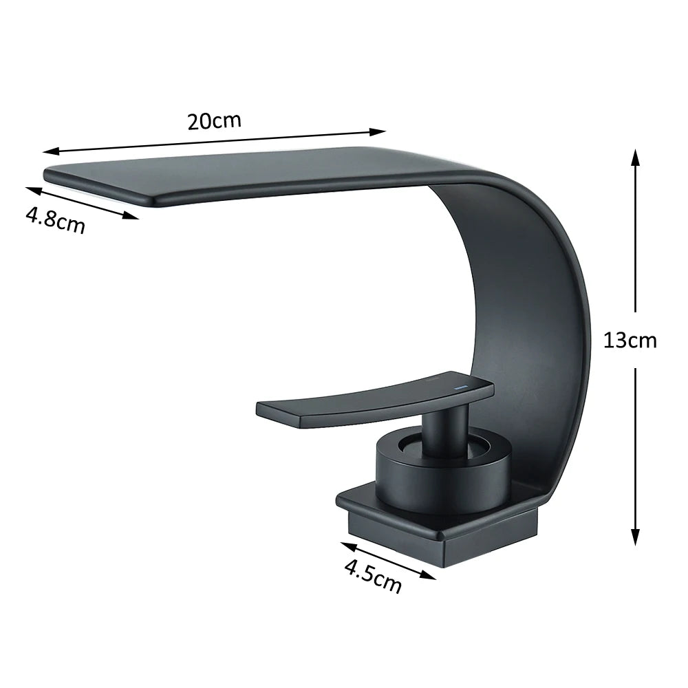 Waterfall Bathroom Sink Faucet Single Handle Basin Faucet Hot Cold Water Mixer