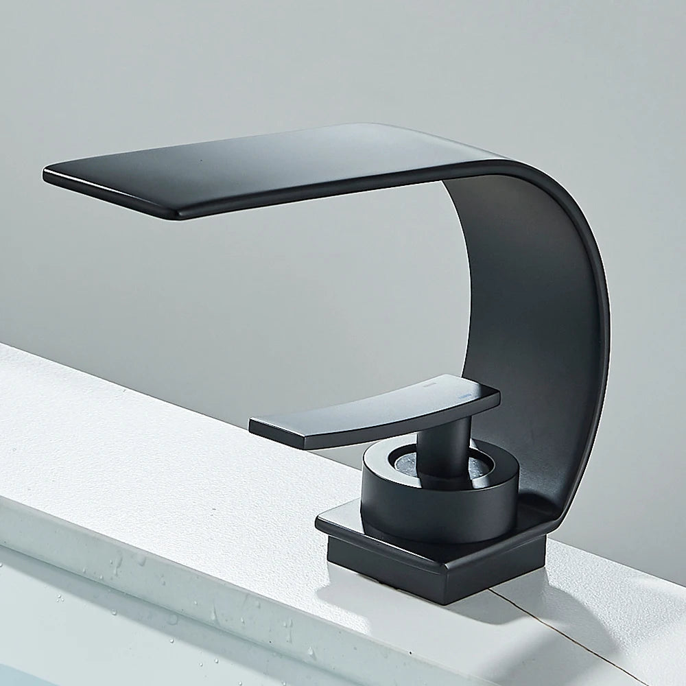 Waterfall Bathroom Sink Faucet Single Handle Basin Faucet Hot Cold Water Mixer