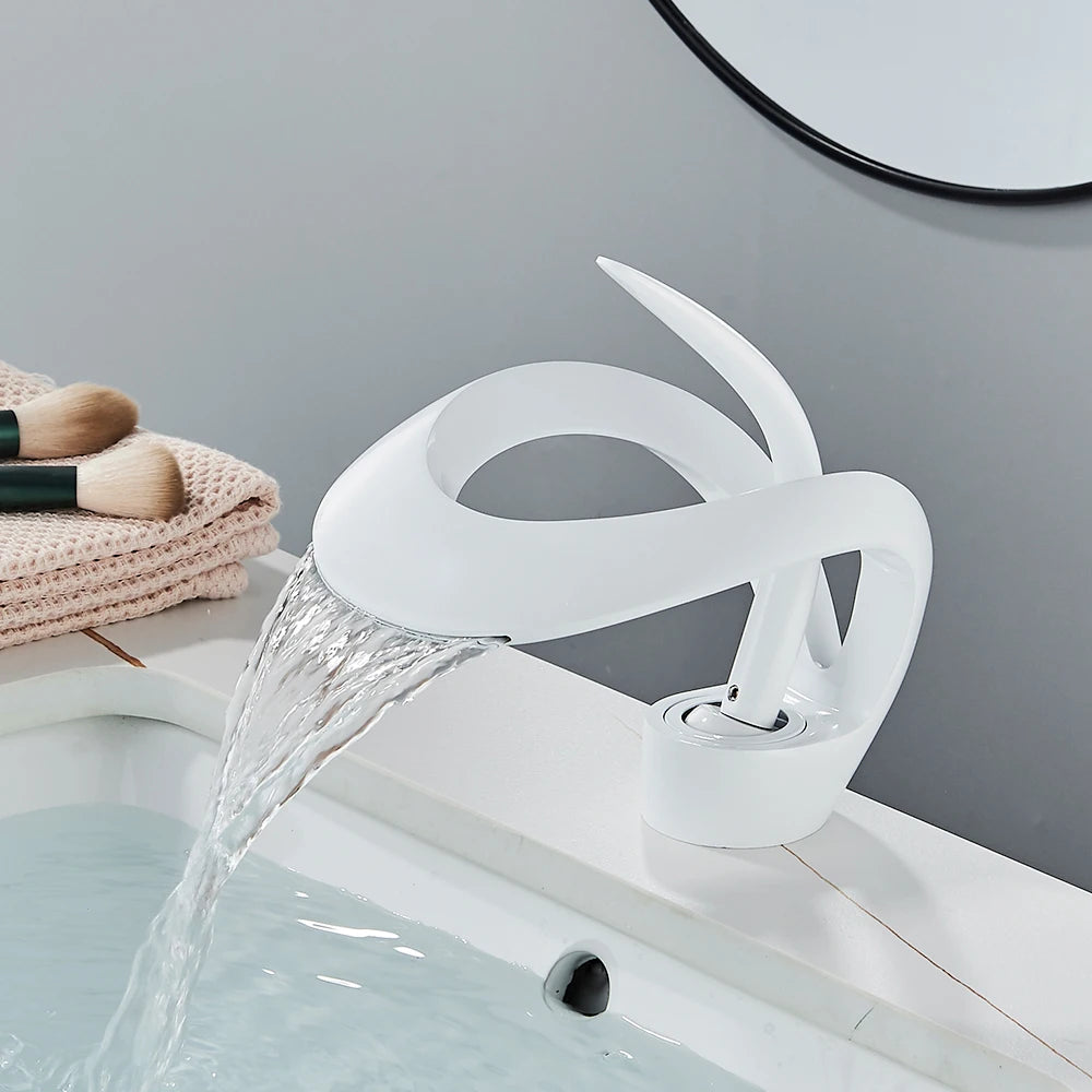Brass New-Style Basin Faucet Bathroom Mixer Tap Hot Cold Water Deck Mounted  Luxury Sink Faucet