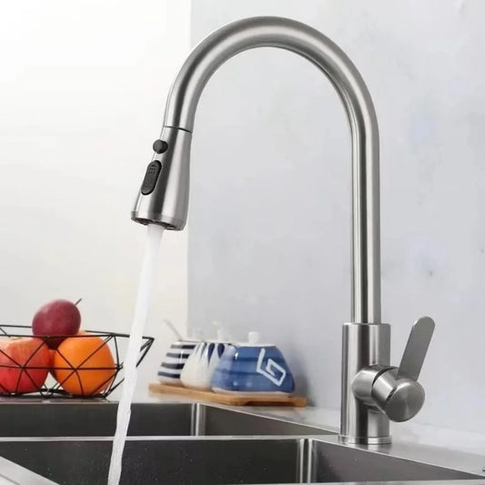 Kitchen Faucets  stainless steel Pull Out Kitchen Sink Water Tap Mixer Stream Sprayer Head
