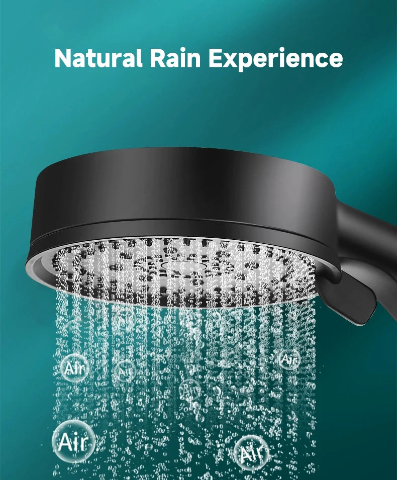 5 Modes Pressure Boost Shower Head Multifunction Adjustable Large Water Shower
