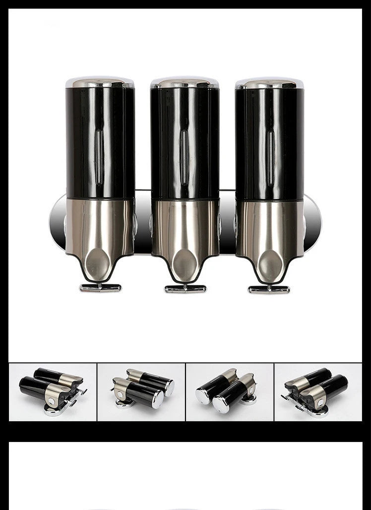 500ML Shampoo Soap Liquid Dispenser Single/Double/Triple Wall Mounted Square Manual Shower Shampoo Liquid Dispenser