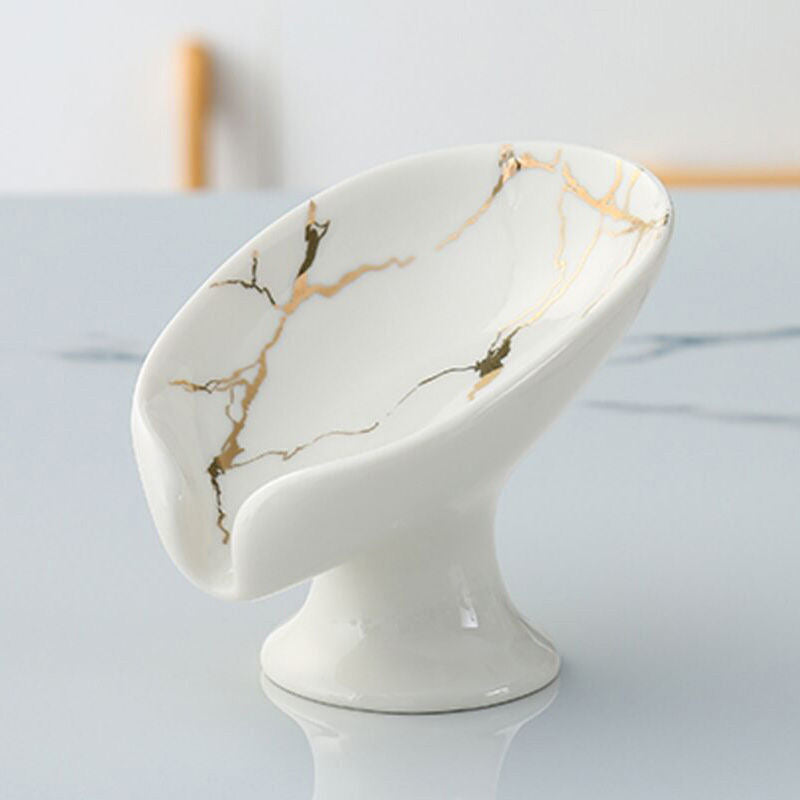ceramic Leay shower soap holder, drain hole tray