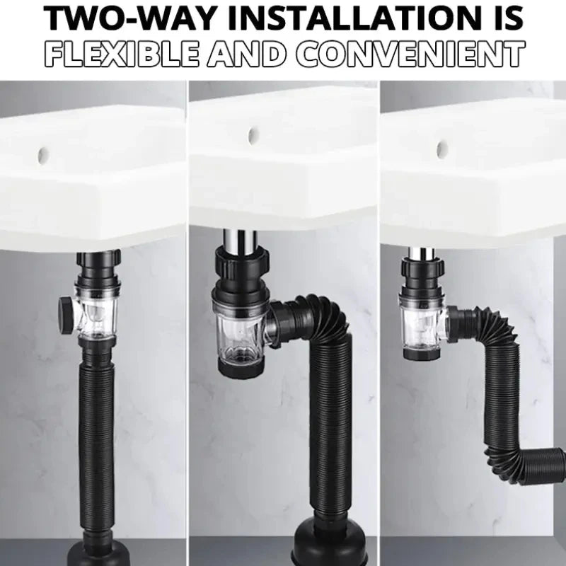 Flip Top Anti-Odor Drain Pipe Set Kitchen Sink Drain Retractable  Anti Clogging