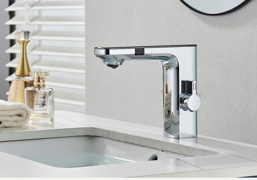 Touchless Sensor Basin Faucet Smart Digital Display  Faucets  Hot Cold Water Mixer