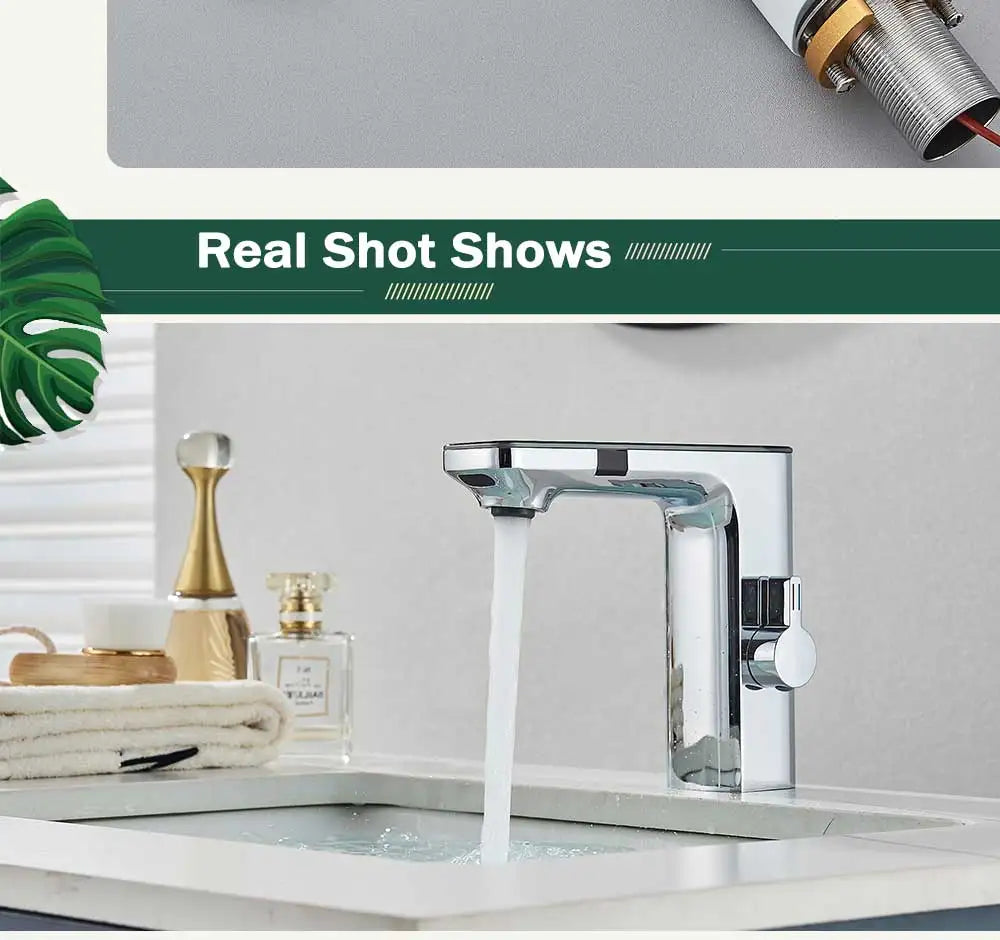Touchless Sensor Basin Faucet Smart Digital Display  Faucets  Hot Cold Water Mixer