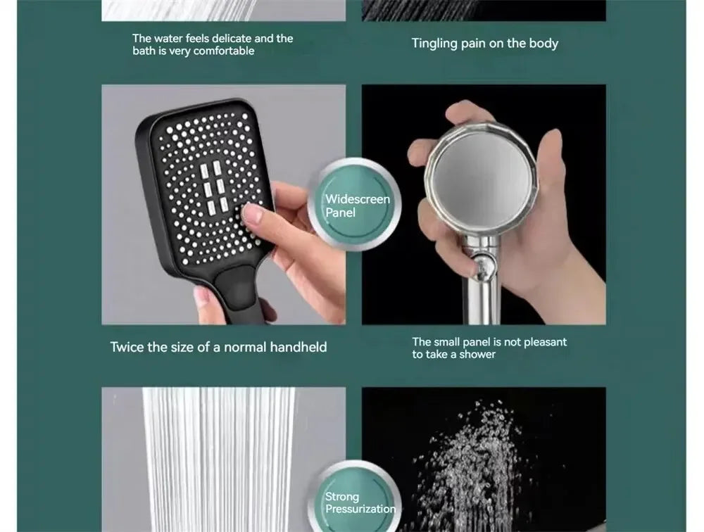 Adjustable Shower Head 3 Mode Rainfall Shower Large Flow Showerhead High Pressure