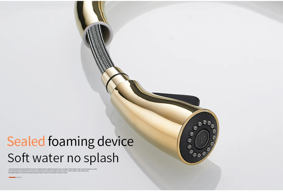 Gold Kitchen Faucets Silver Single Handle Pull Out Kitchen Tap Single Hole Water Mixer