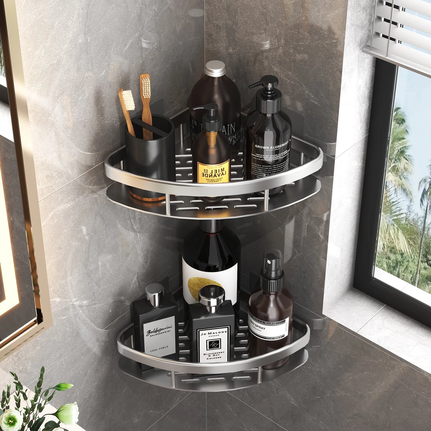 Bathroom Shelf Bathroom  Rack, Wall Shelves, No Drill Shelf