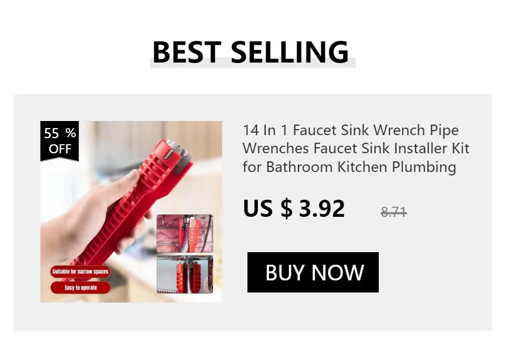 8 in 1 Anti-Slip Flume Socket Wrench Nut Remover for Sink Repair Bathroom Faucet Assembly Plumbing Installation Hand Tool
