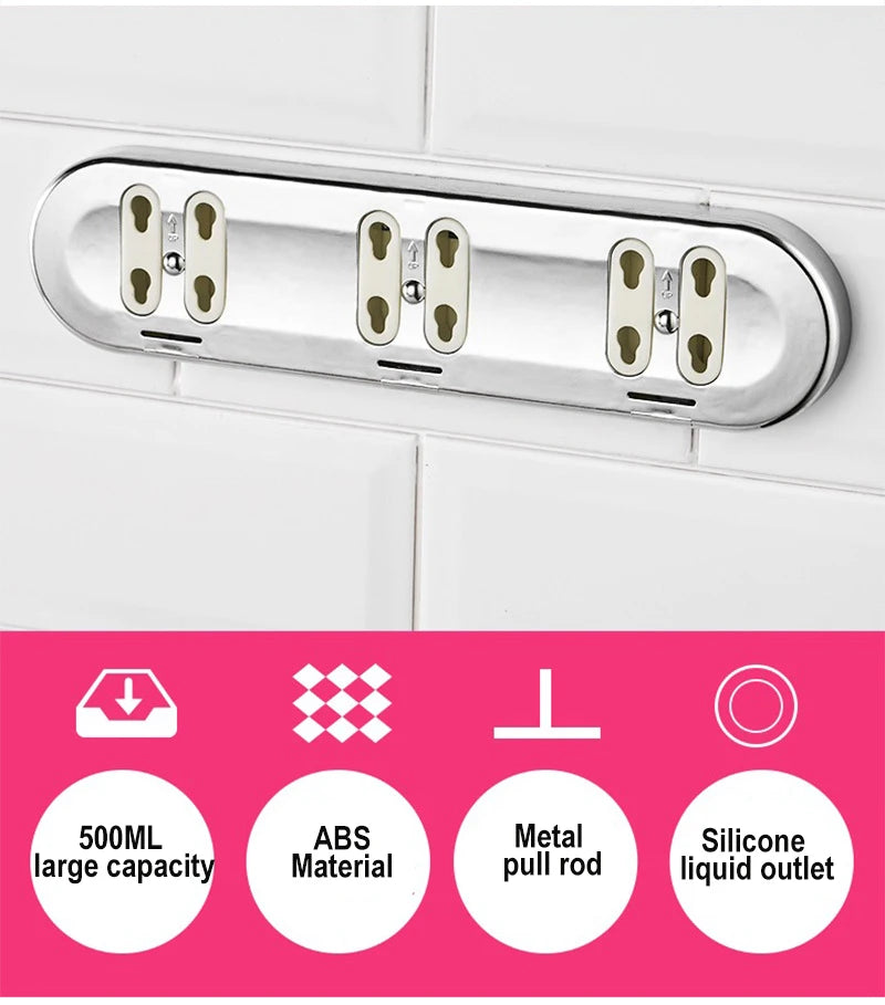 500ML Shampoo Soap Liquid Dispenser Single/Double/Triple Wall Mounted Square Manual Shower Shampoo Liquid Dispenser