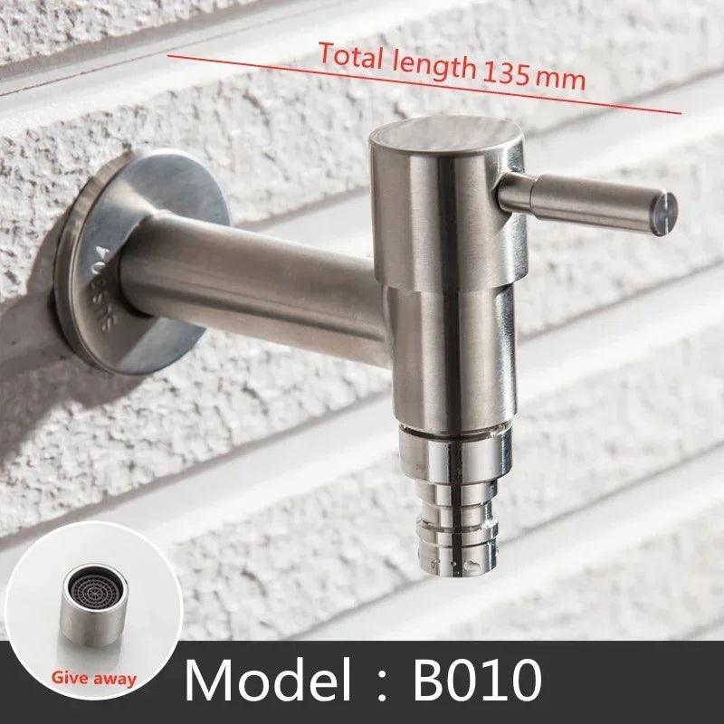 Brushed Outdoor304 Stainless Steel Garden Faucet Wall Mounted  Bibcock Garden Wash Basin