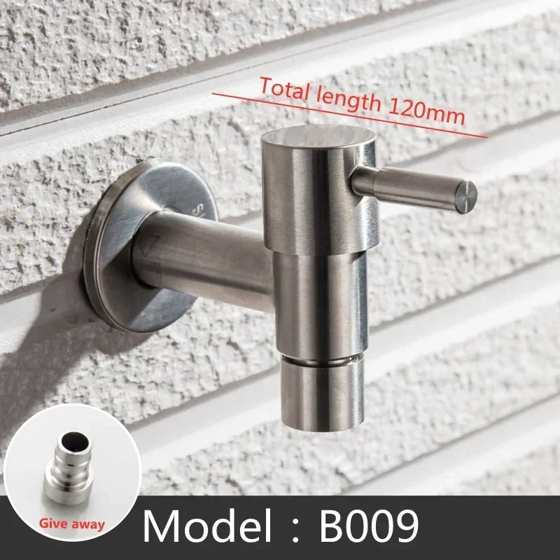 Brushed Outdoor304 Stainless Steel Garden Faucet Wall Mounted  Bibcock Garden Wash Basin