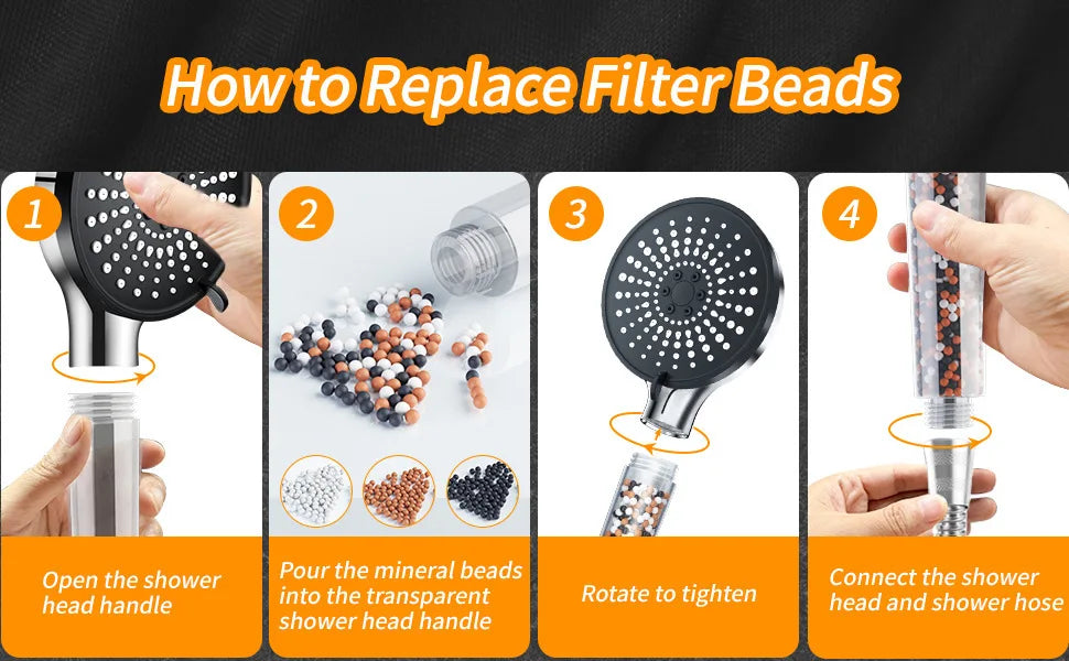Bathroom Handheld 5-speed Adjustment Filter Booster Shower Head