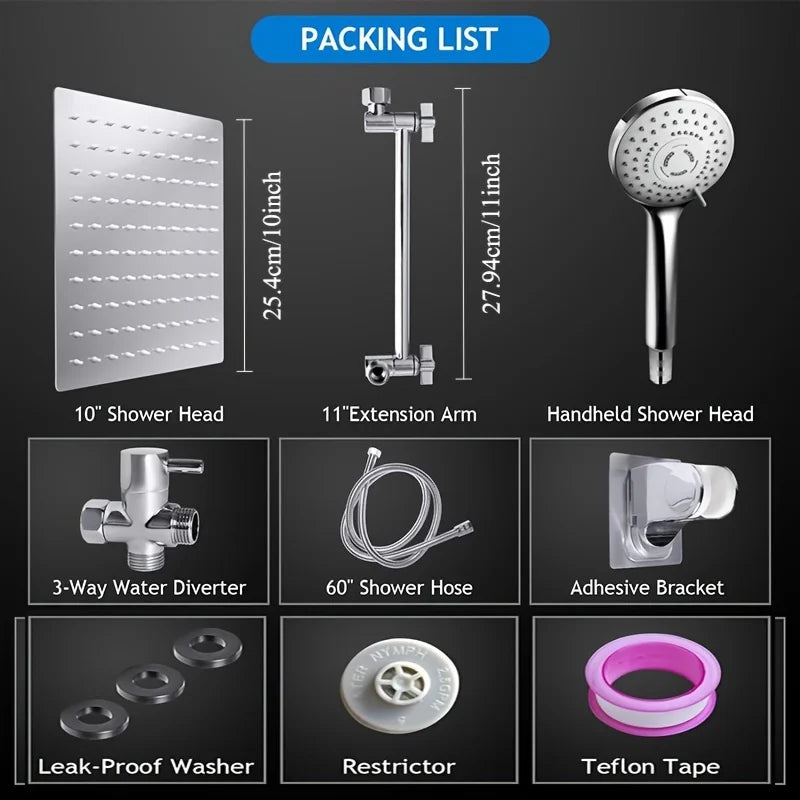 12 Inch Quality Set Rain Shower Head / Handheld Water Saving Shower ,Three Mode Booster Shower Combination