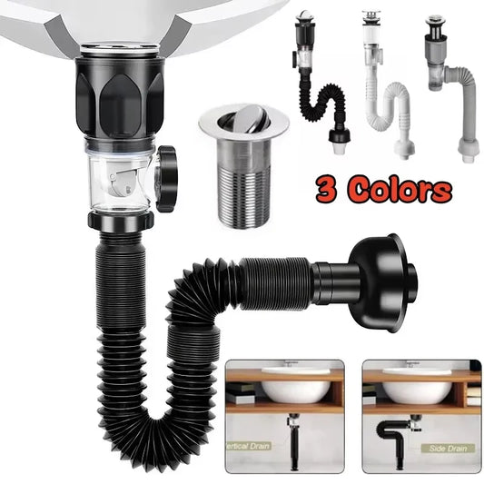Flip Top Anti-Odor Drain Pipe Set Kitchen Sink Drain Anti Clogging