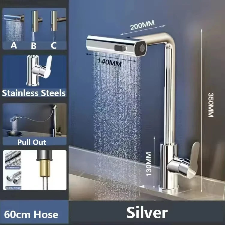 Pull Out Kitchen Faucet, Flexible Hot and Cold Water Kitchen Sink Mixer , Deck Mounted with Stream Shower Mode