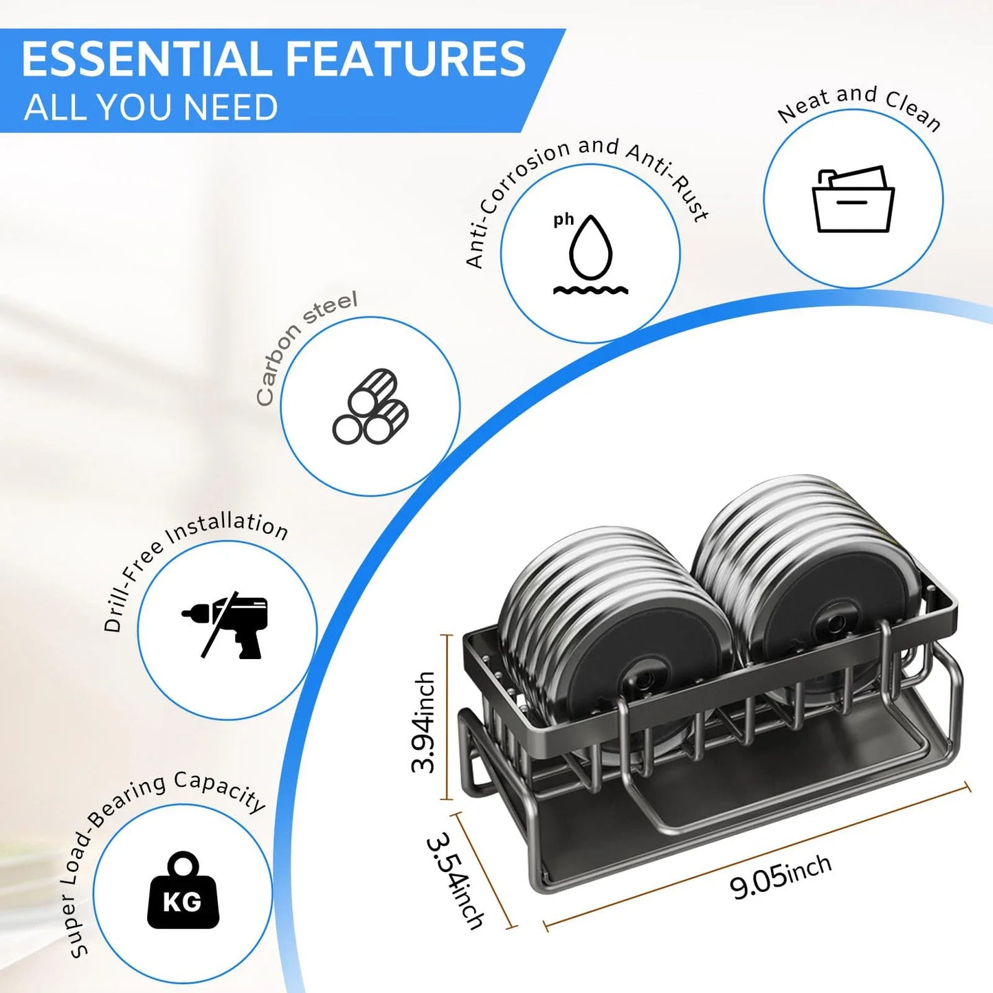 Kitchen Sink Drain Rack Organizer ABS Plastic Self-draining Sink Shelf Soap Sponge Holder Dishcloth Towel Rack filter basket