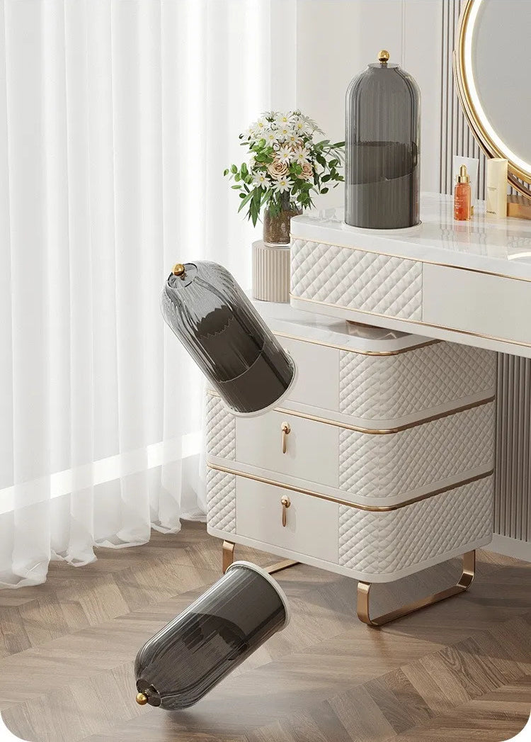 360° rotary makeup brush holder with cover Luxury cosmetics storage box