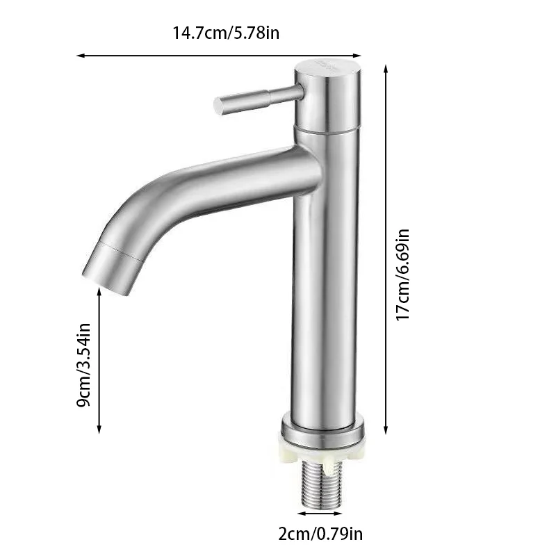 cold basin faucet stainless steel  deck installation
