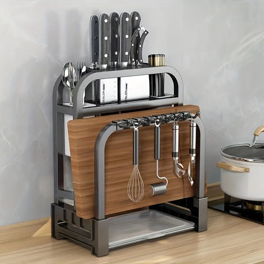 Stainless Steel Knife Holder Kitchen Rack Home Countertop Cutting Board Rack