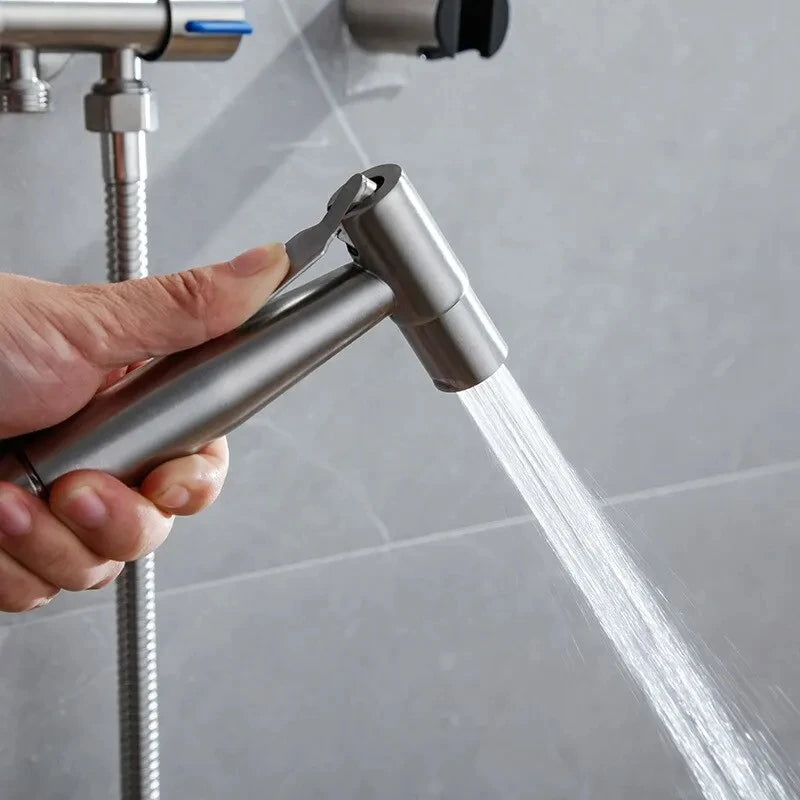Bidet Sprayer Set 304 Stainless Steel Two Way Faucet With 1.5M Flexible Hose