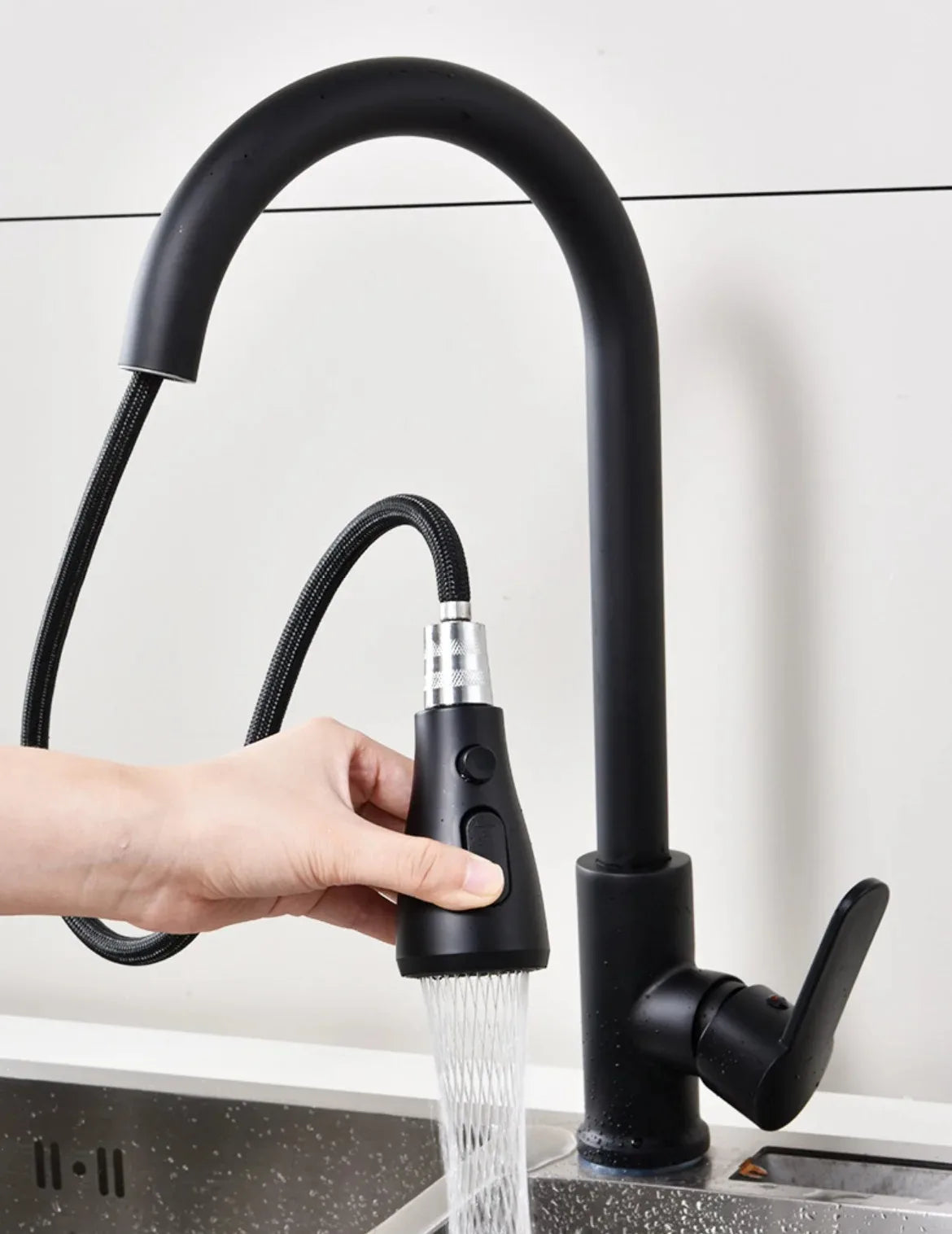Kitchen Faucets  stainless steel Pull Out Kitchen Sink Water Tap Mixer Stream Sprayer Head