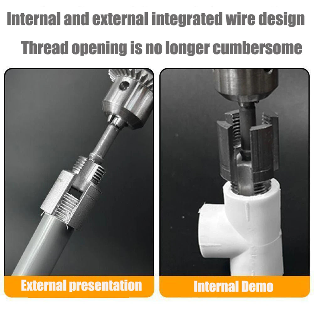 Integrated Internal & External Thread Pipe Threading Tool for 1/2" 3/4" PPR PVC Pipe Integrated Die Water Pipe Opener Threading