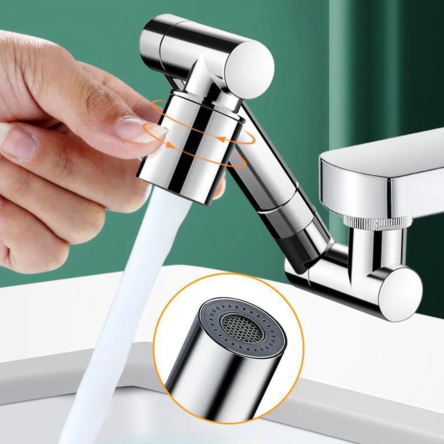 Retractable Universal 1440 °Swivel Robotic Arm Swivel Extension Faucet  2 Water Flow Mode