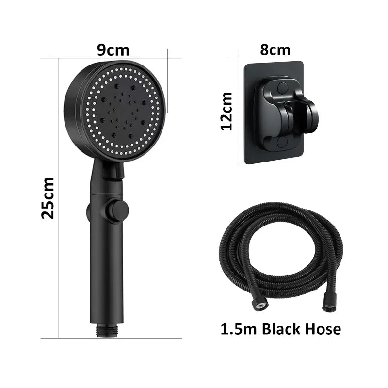 High Pressure Shower Head 5 Modes Adjustable One-Key Stop Spray Nozzle