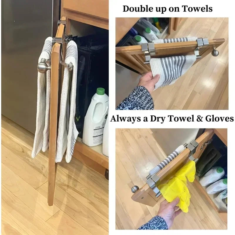 Towel Rack Over Door Towel Bar Hanging Holder,Stainless Steel Bathroom Kitchen Cabinet non-drilling rack