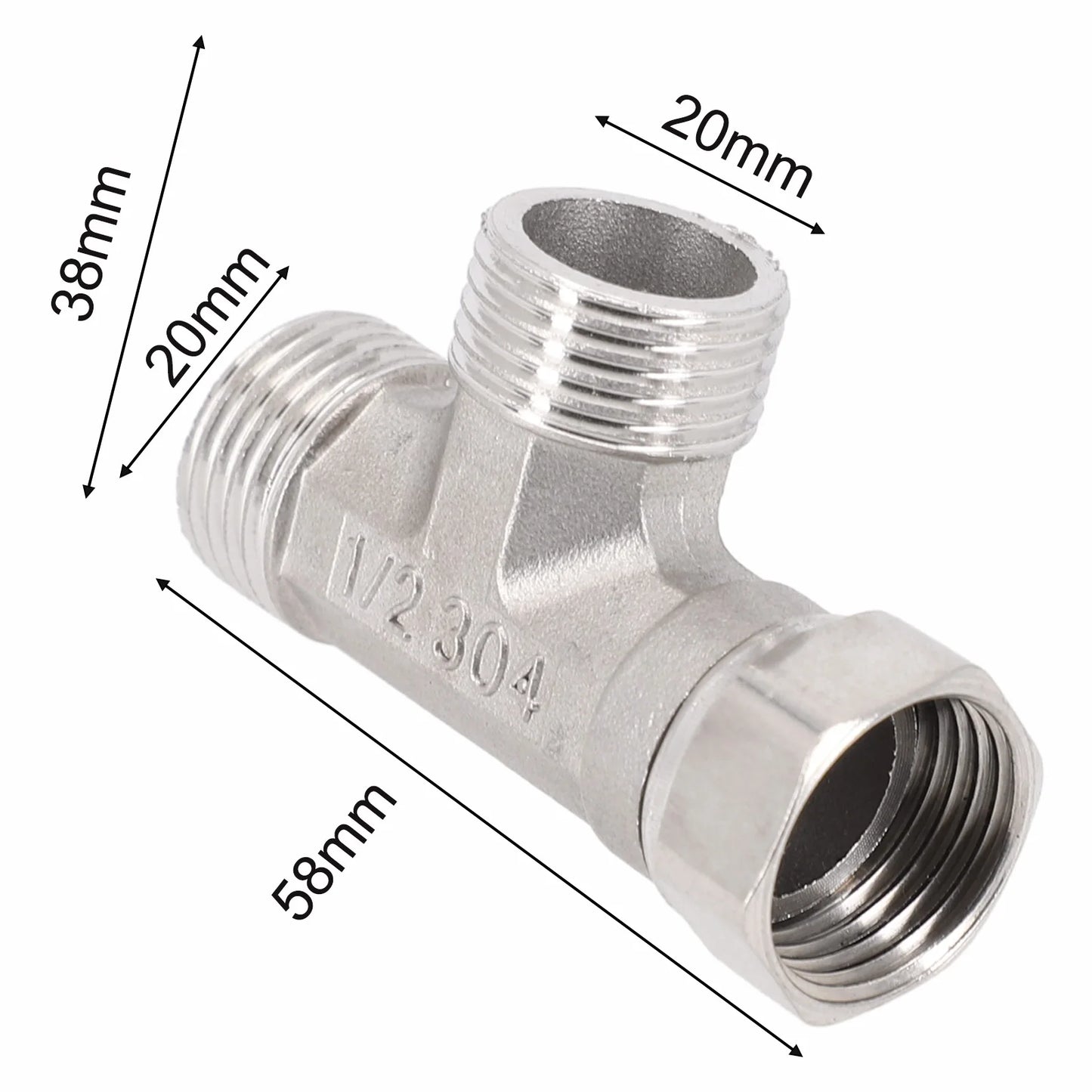 Stainless Steel T Adapter G1/ 2" T-Valve Diverter Valve Three Way Device Hole For Bath Bidet Sprayer Shower