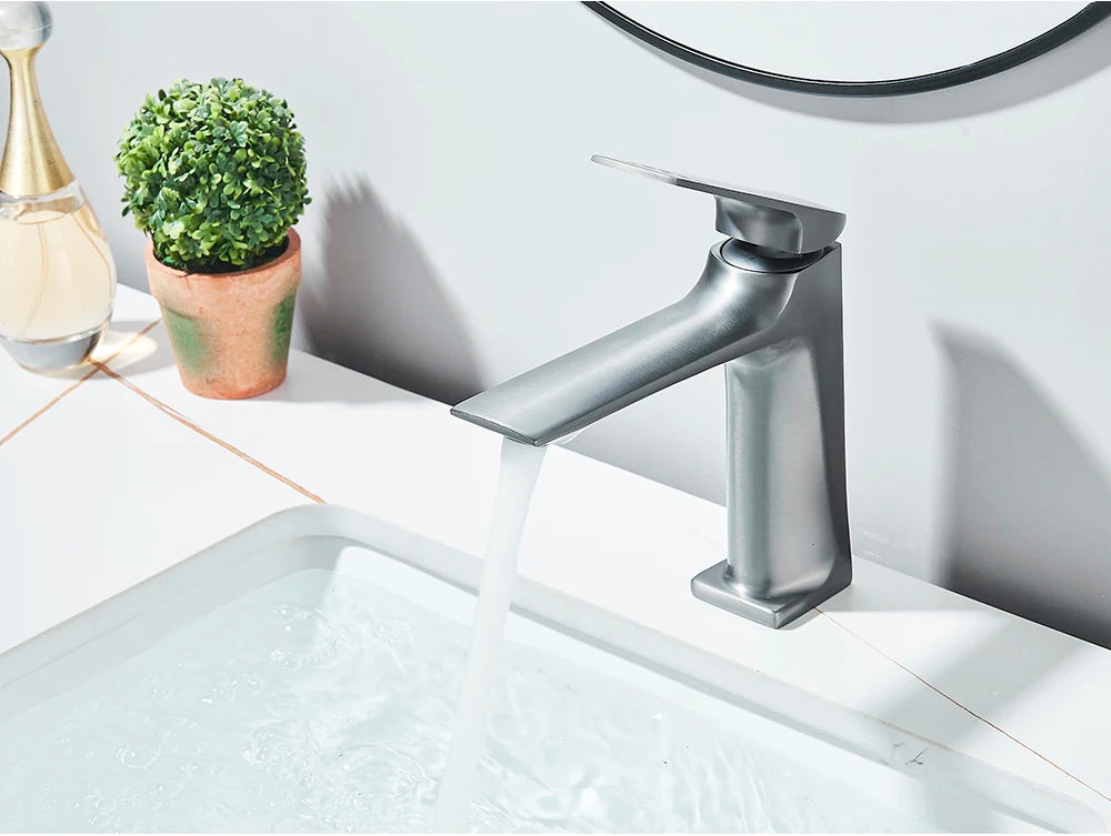 Black Bathroom Faucet Deck Mounted Bathroom Sink Mixer Tap Single Lever Faucets Chrome/White/Grey/Brushed Gold