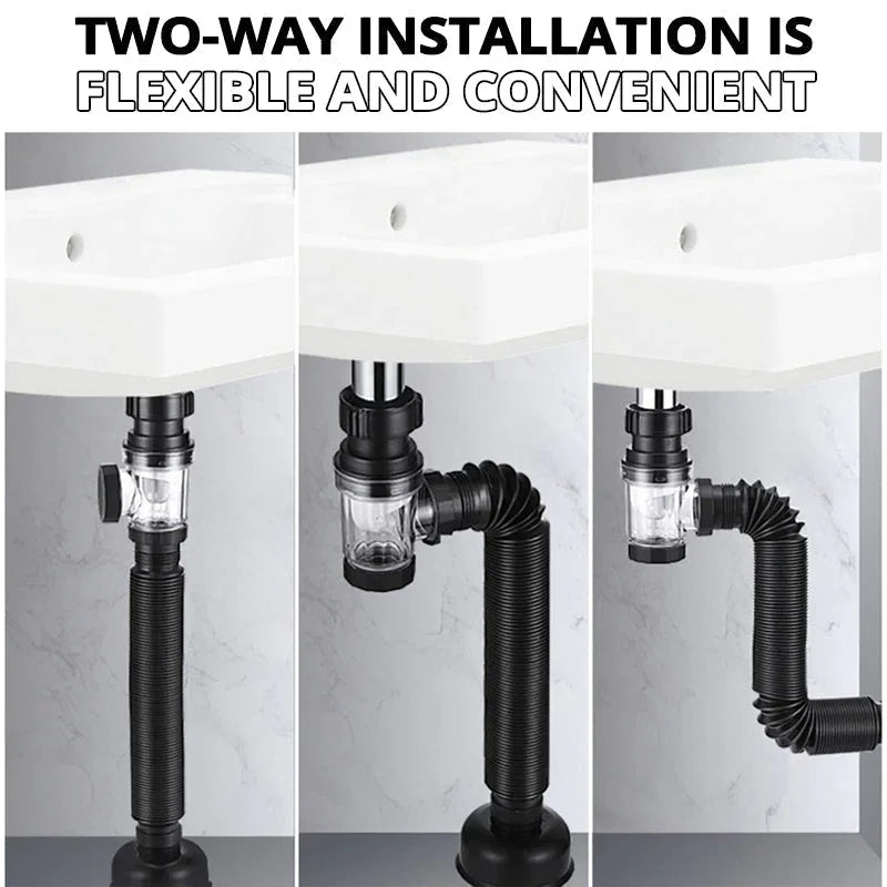 Flip Top Anti-Odor Drain Pipe Set Kitchen Sink Drain Anti Clogging