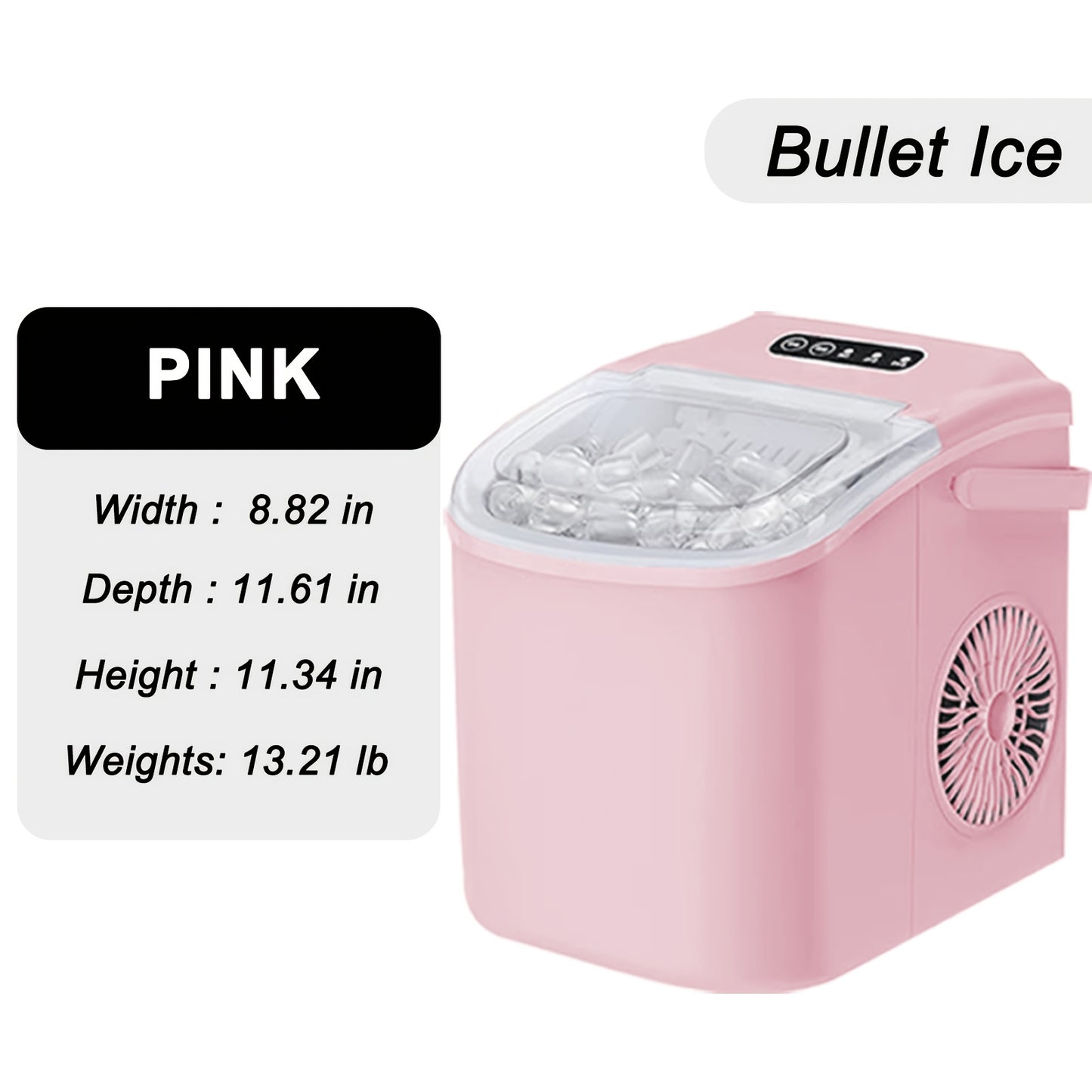 Desktop Ice Maker With A Handle Produces 26 Pounds Of Ice In 24 Hours And Can Make 9 Ice Cubes In 6 Minutes.